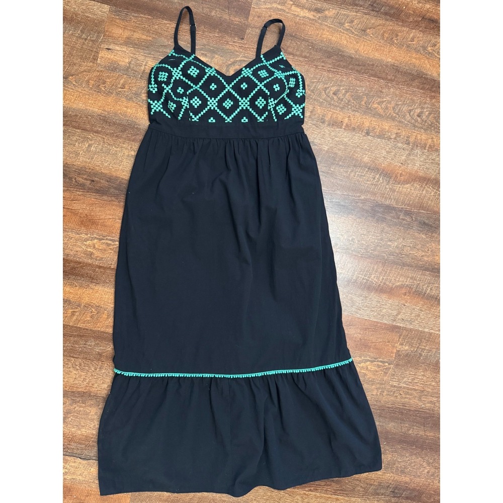 Ava & Viv Navy Embroidered Tiered Maxi Dress Size X 14W